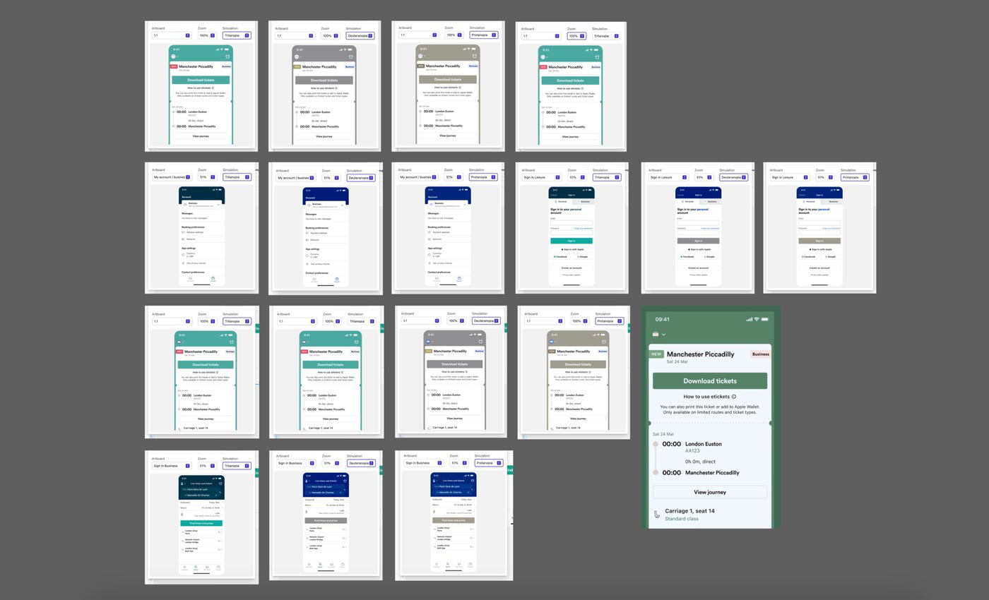 Testeando la accesibilidad de los colores en la app de Trainline.